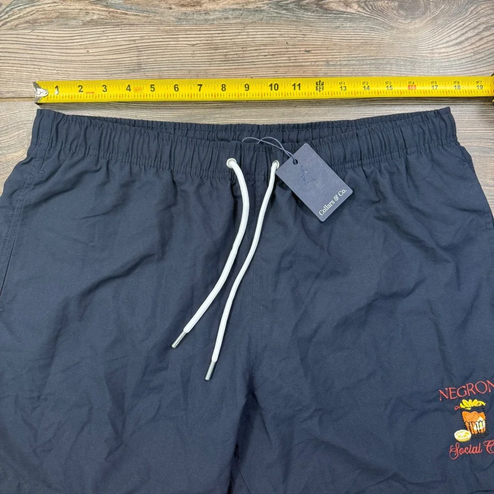 Collars & Co Mens Size XL Swim Trunks Navy‎ Negroni Social Club Cocktail NEW